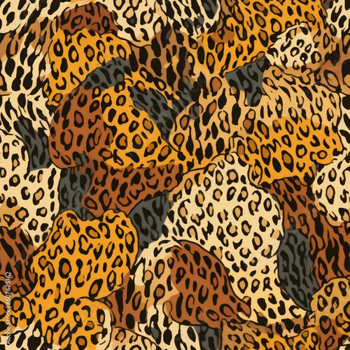 Colorful Leopard Seamless Pattern Made by Generative AI