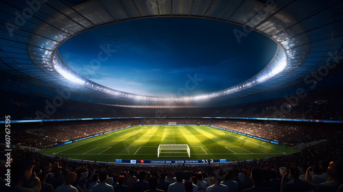 Football Stadium 3d rendering soccer stadium with crowded field arena © Zubair