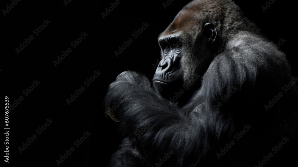 male gorilla on black background male gorilla on black background