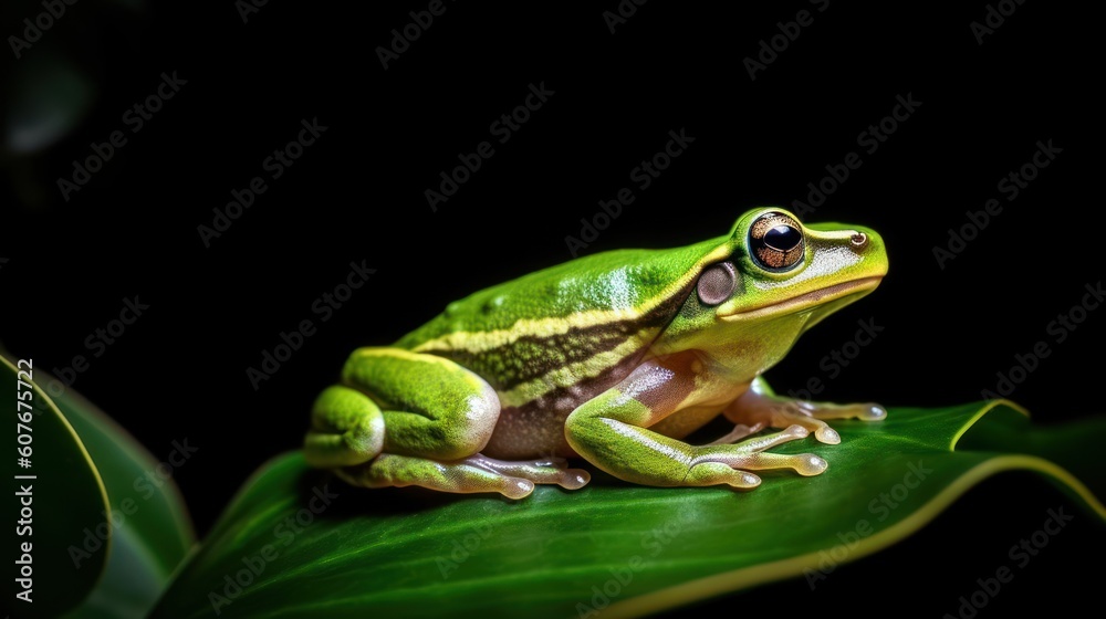 green frog on black background green frog on black background