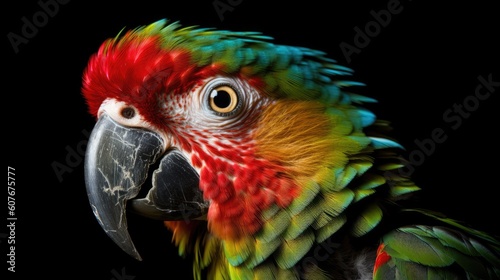 macaw on black background © Christiannglr
