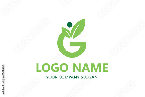 Leaf shape letter logo design vector 