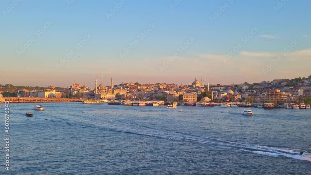 Istanbul view and Golden Horn bay, Turkey. Summer travel and tourism Istanbul view and Golden Horn bay, Turkey. Summer travel and tourism