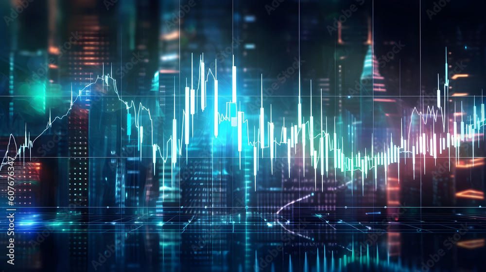Stock market chart lines, financial graph on technology abstract background represent financial crisis, financial meltdown. Technology concept, trading market concept, AI generated Stock market chart lines, financial graph on technology abstract background represent financial crisis, financial meltdown. Technology concept, trading market concept, AI generated
