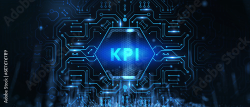 KPI Key Performance Indicator for Business Concept. Business  Technology  Internet and network concept. 3d illustration