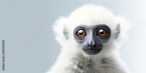 Cute baby Sifaka isolated on a white background. Generative AI