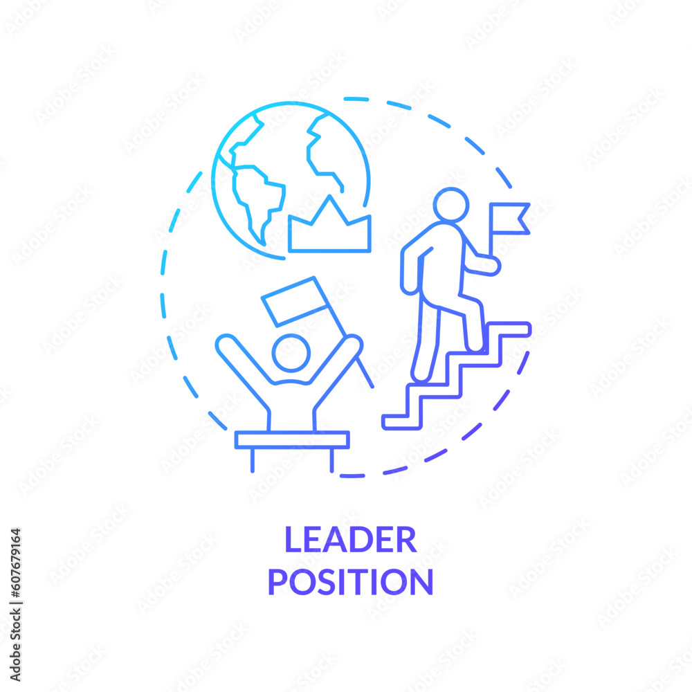 Leader position blue gradient concept icon. Leadership development. Business success. Goal achievement. Forward thinking abstract idea thin line illustration. Isolated outline drawing Leader position blue gradient concept icon. Leadership development. Business success. Goal achievement. Forward thinking abstract idea thin line illustration. Isolated outline drawing