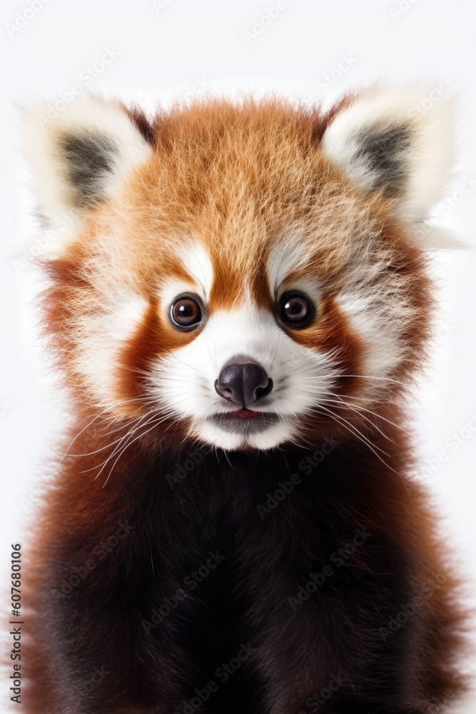 Cute baby red panda isolated on a white background. Generative AI