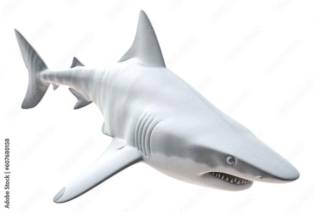 Fototapeta premium 3D Great White Shark Isolated. Generative AI.