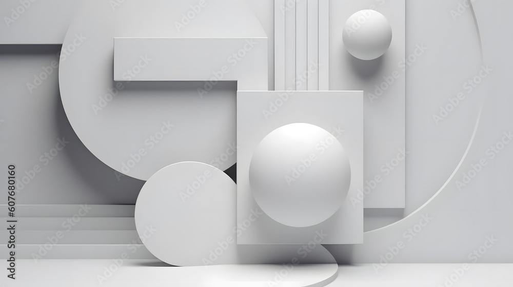 Digital technology white 3D geometry abstract graphics poster web page ...