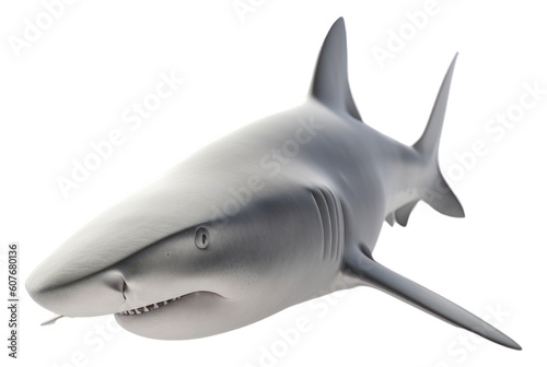 3D Great White Shark Isolated. Generative AI.