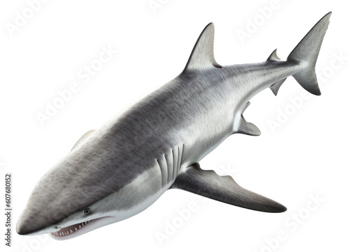 3D Great White Shark Isolated. Generative AI.