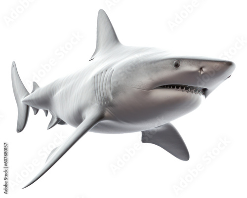 3D Great White Shark Isolated. Generative AI.