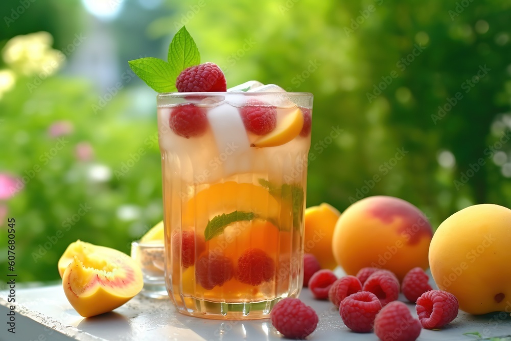 Iced White Tea with Fresh Raspberries Iced White Tea with Fresh Raspberries