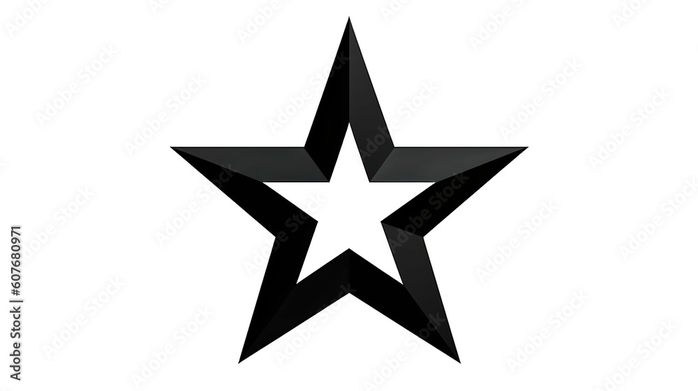 Outline of a black star on a white background, generative AI. Outline of a black star on a white background, generative AI.
