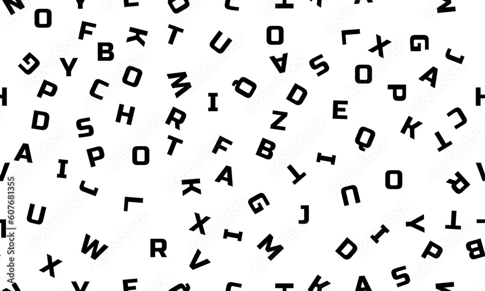 vector seamless alphabet pattern, random alphabet seamless pattern, alphabet pattern