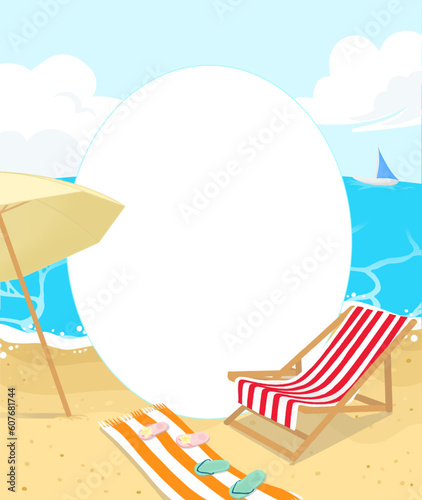 Beach illustration frame, 해변 일러스트 프레임