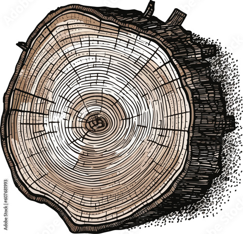 A drawing of a tree stump