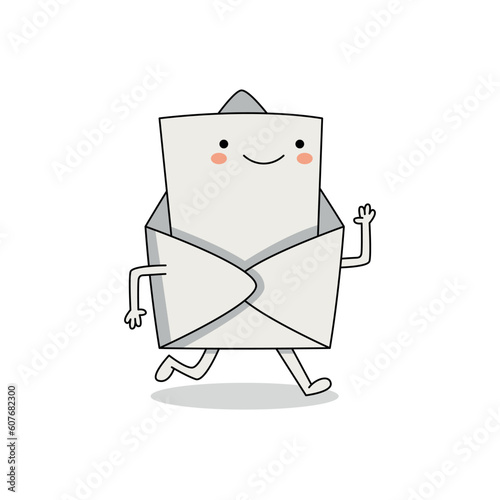 Cute mail cartoon character running