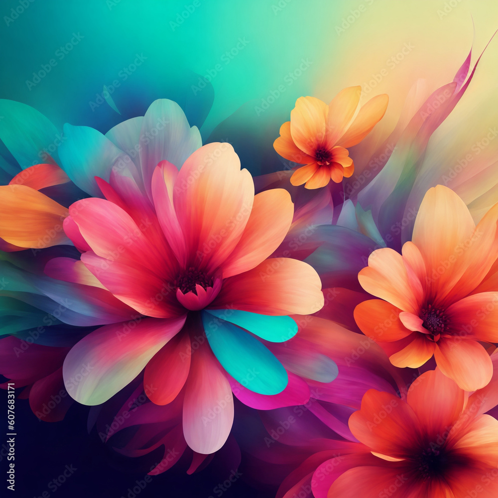 colorful flower background design dark. Generative AI colorful flower background design dark. Generative AI