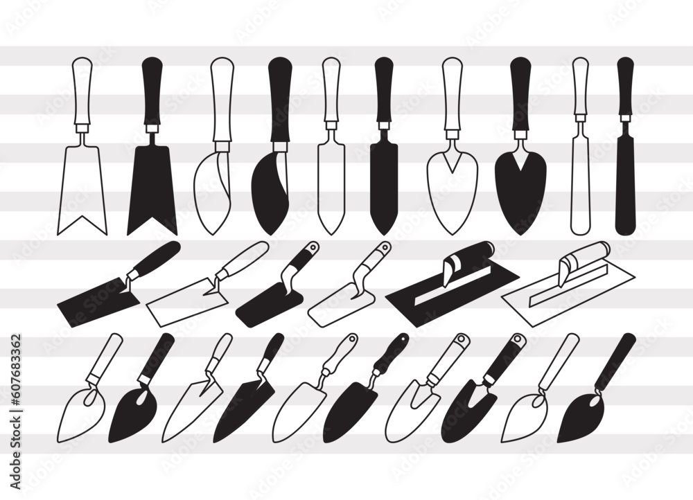 Vecteur Stock Trowel SVG, Trowel Silhouette, Masonry Trowel Svg