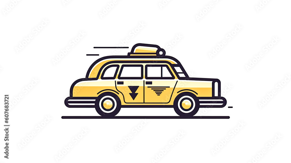 Minimalist logo design with yellow taxi, generative AI.