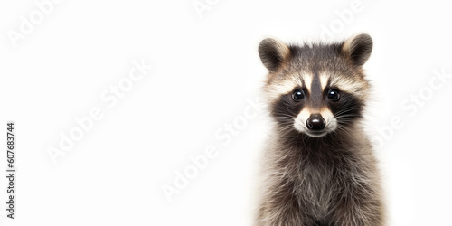 Cute baby raccoon isolated on a white background. Generative AI © piai
