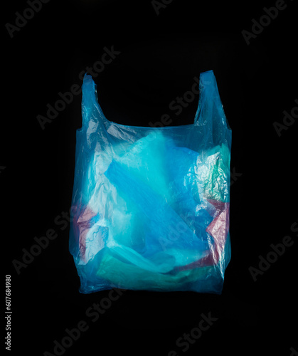 Many Plastic Bags on Brown Background. Crumpled Plastic Bag after Shopping, Cellophane Packaging Waste