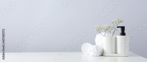 Composition with different accessories and supplies for self care