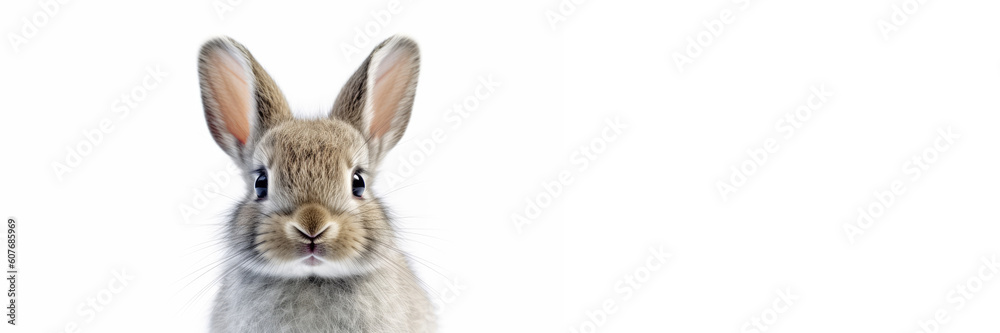 Cute baby rabbit isolated on a white background. Generative AI Cute baby rabbit isolated on a white background. Generative AI
