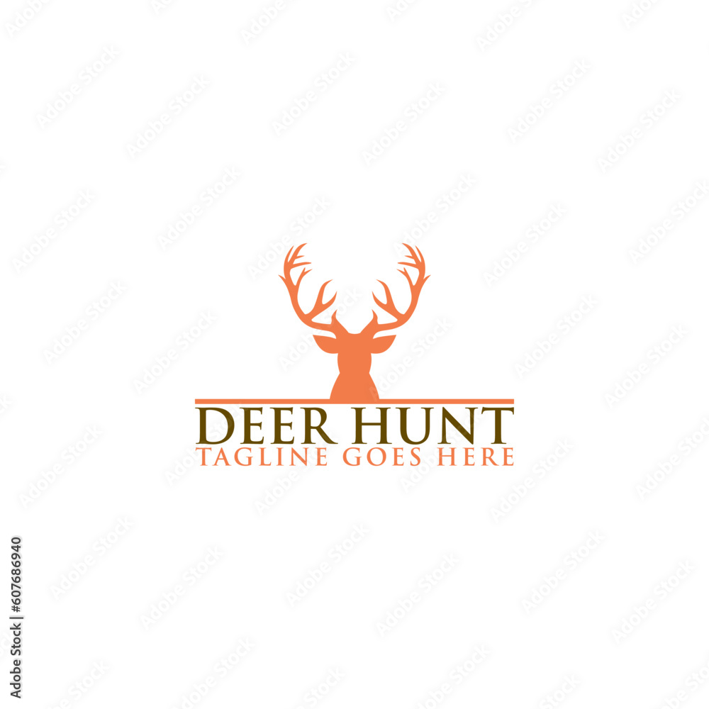 Deer logo. Hunt Deer logo template isolated on white background