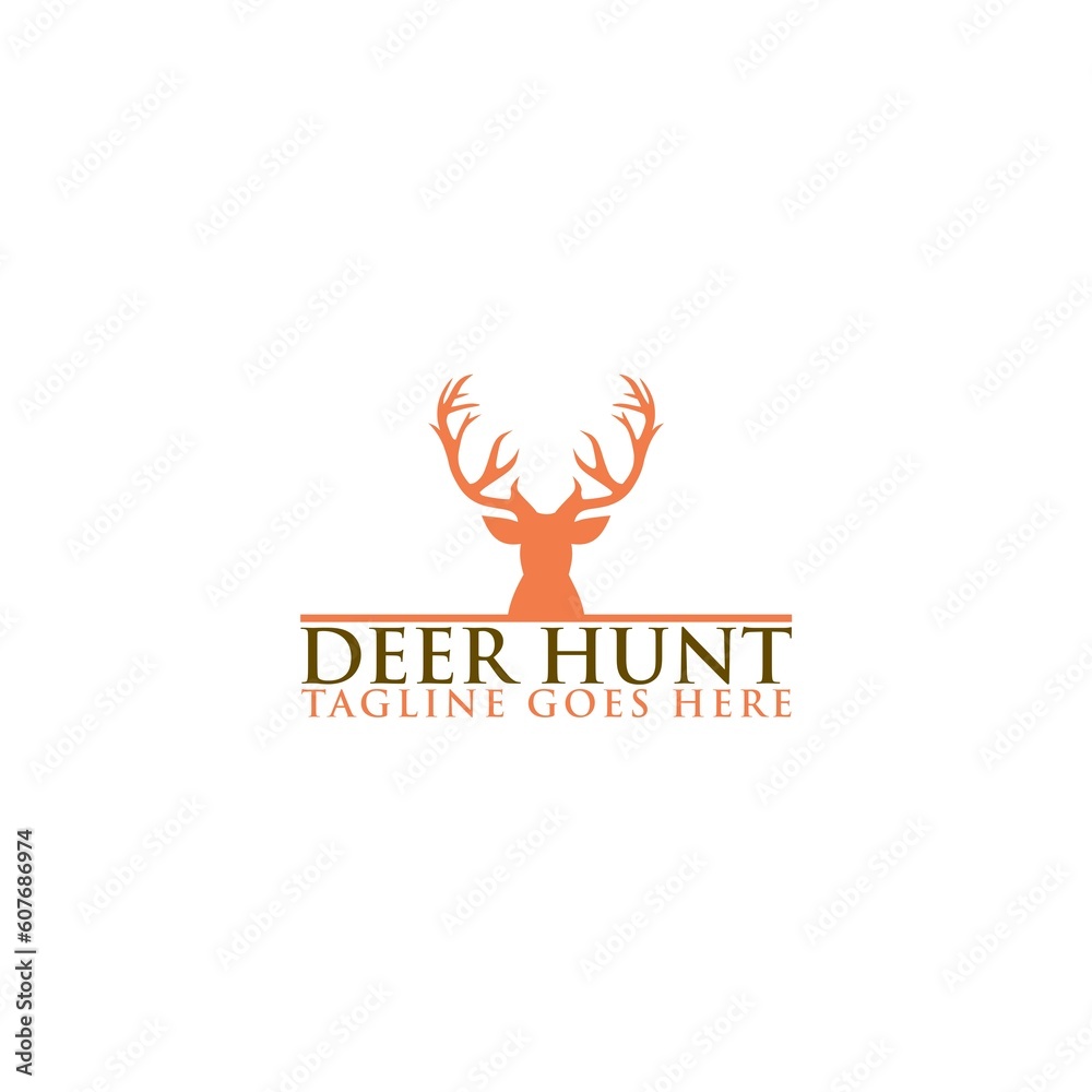 Deer logo. Hunt Deer logo template isolated on white background Deer logo. Hunt Deer logo template isolated on white background