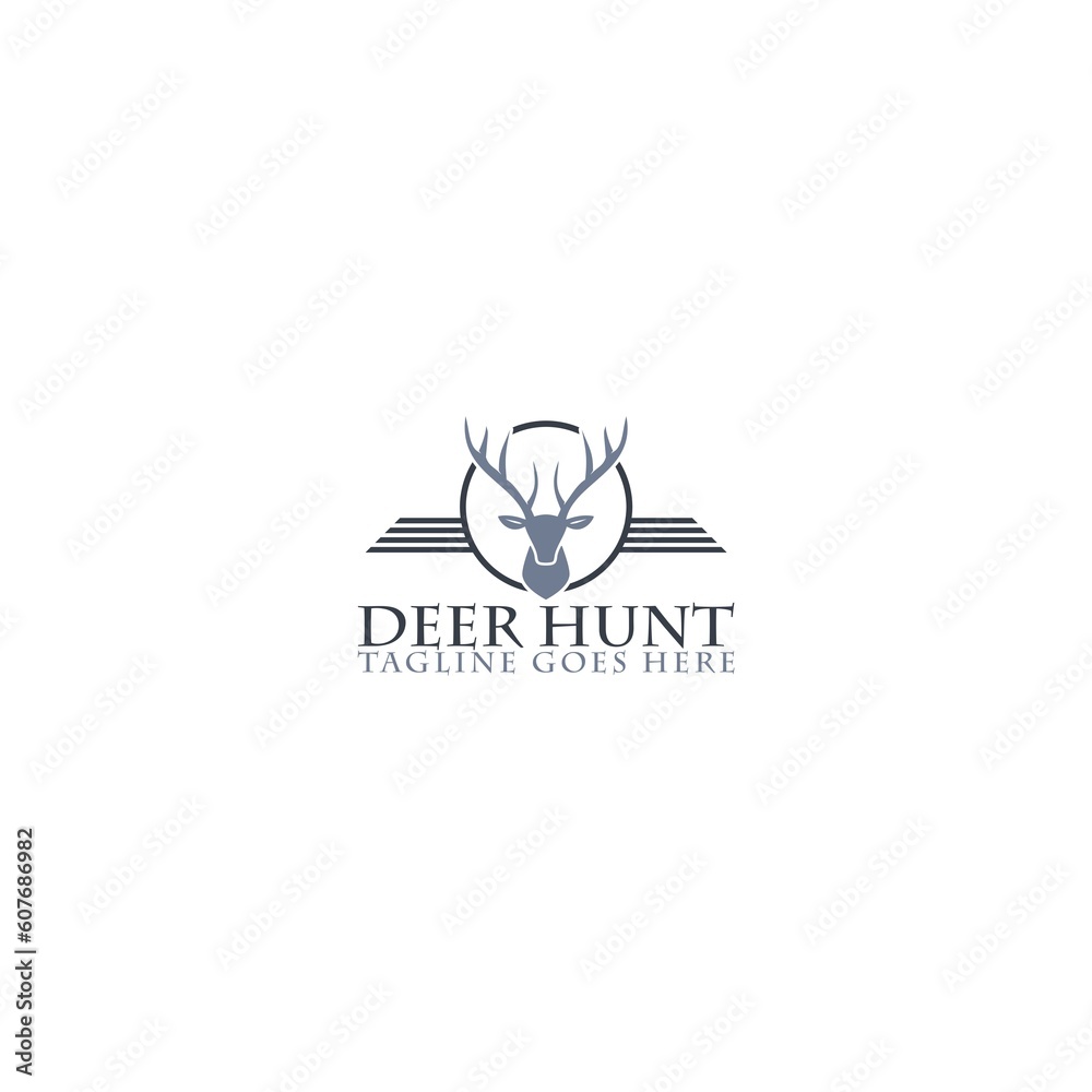 Deer logo. Hunt Deer logo template isolated on white background Deer logo. Hunt Deer logo template isolated on white background