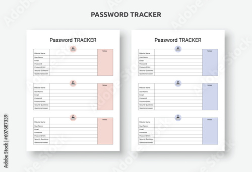 Password logbook and tracker, Internet address and password logbook