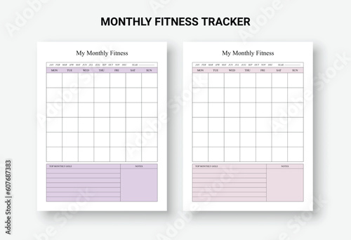 Monthly fitness tracker, Monthly Habit Tracker, Routine Tracker, 30 Day Habit Challenge planner