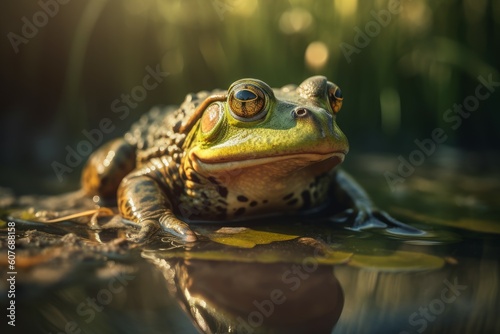 Green bullfrog. Generate AI