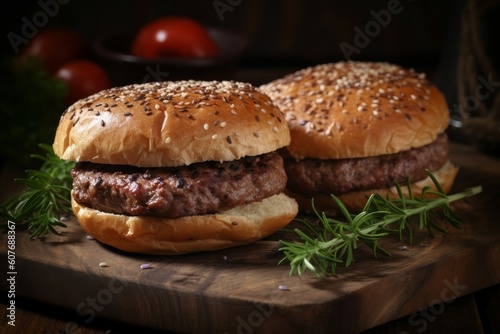 Grilled hamburger fresh. Generate Ai
