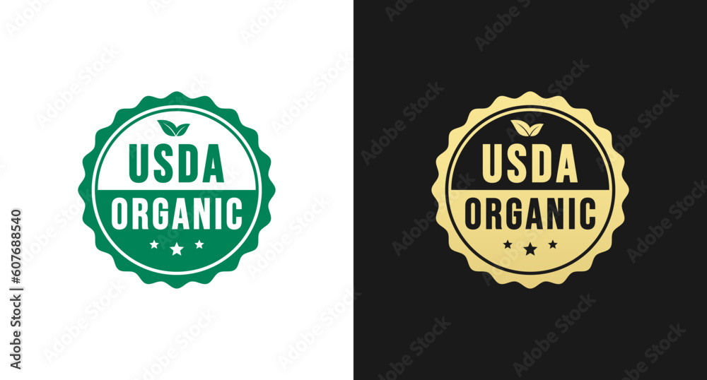 USDA Organic Logo or USDA Organic Label Vector Isolated in Flat Style. Best USDA Organic logo for product packaging design element. Simple USDA Organic label for packaging design element. - obrazy, fototapety, plakaty 