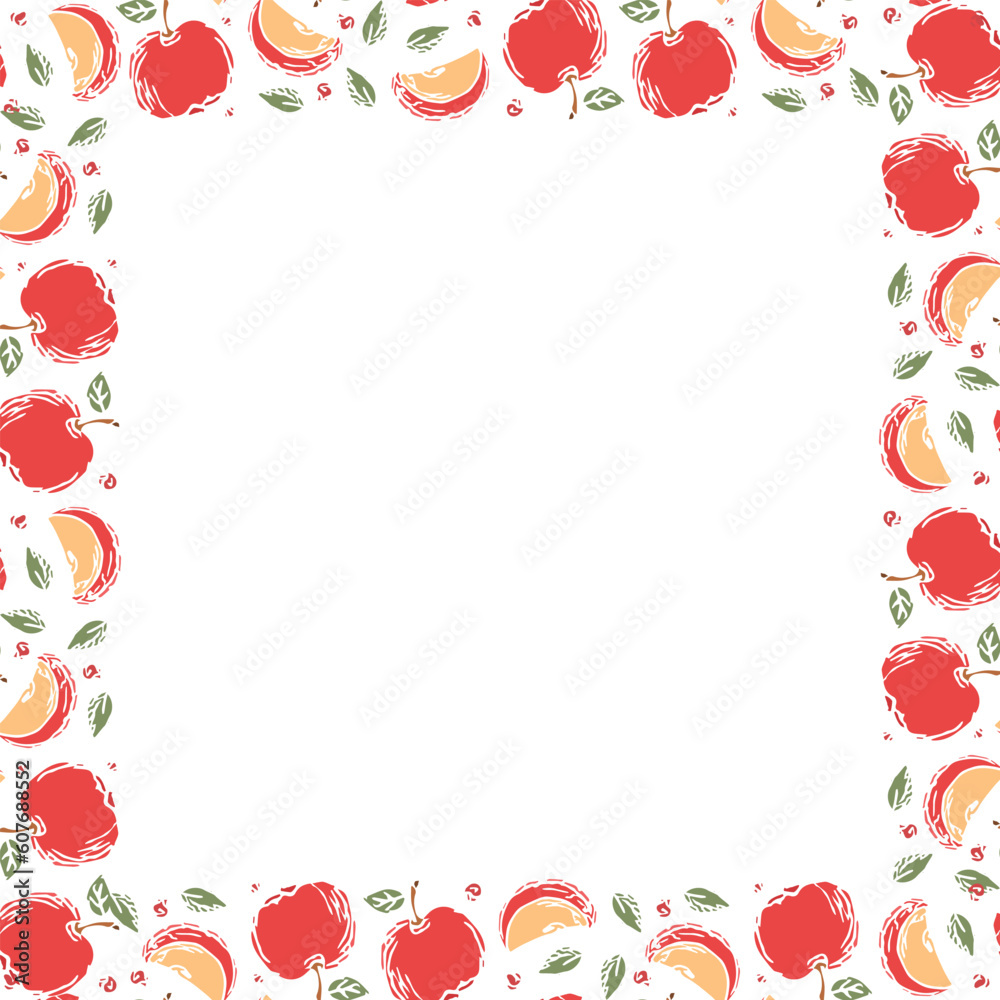 Apple background with place for text. Drawn apple illustration