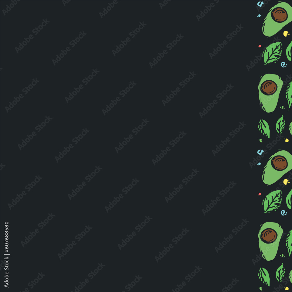 Avocado background with place for text. Drawn avocado illustration Avocado background with place for text. Drawn avocado illustration