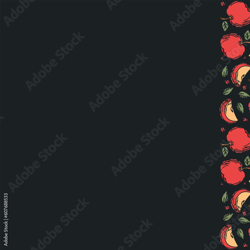 Apple background with place for text. Drawn apple illustration