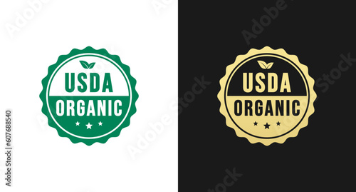 USDA Organic Logo or USDA Organic Label Vector Isolated in Flat Style. Best USDA Organic logo for product packaging design element. Simple USDA Organic label for packaging design element. photo