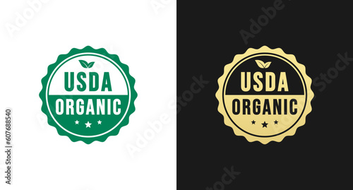 USDA Organic Logo or USDA Organic Label Vector Isolated in Flat Style. Best USDA Organic logo for product packaging design element. Simple USDA Organic label for packaging design element.