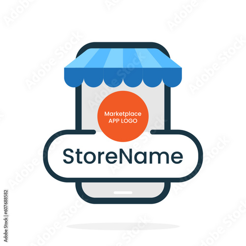 online store name template on mobile app marketplace concept illustration flat design editable vector for icon, infographic, banner