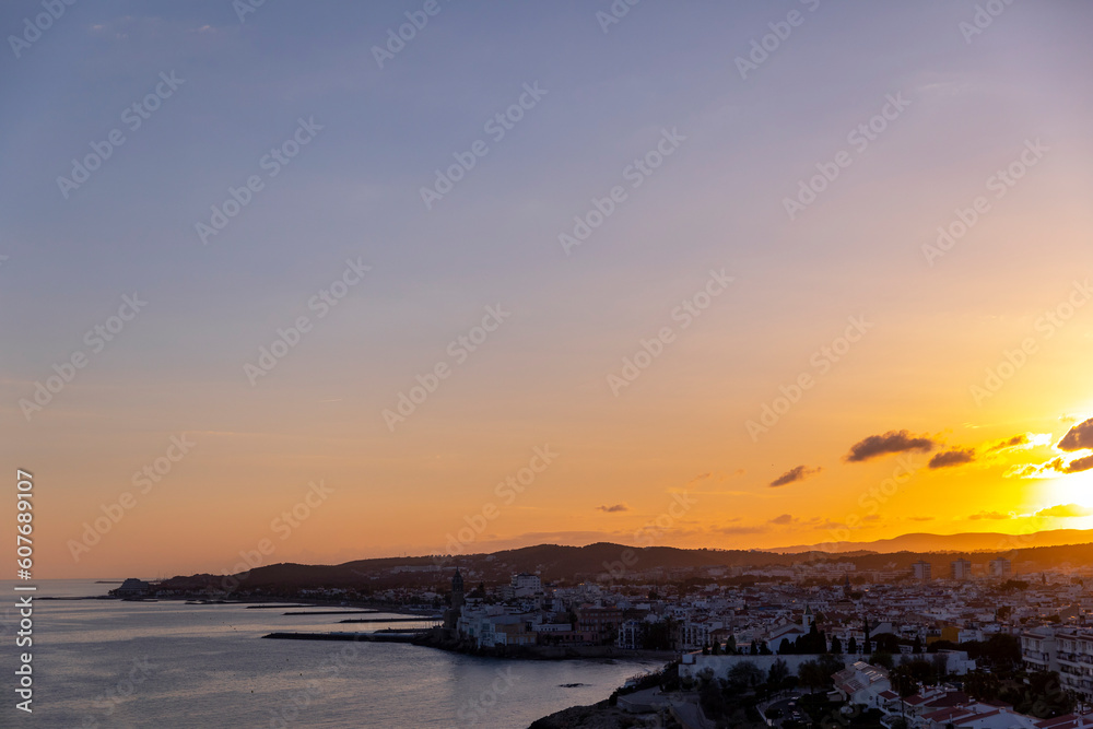 Sunset over Sitges, Spain