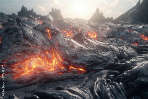 Hot lava flow. Generate Ai