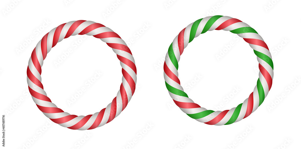 Obraz premium Candy Cane Frame Circle