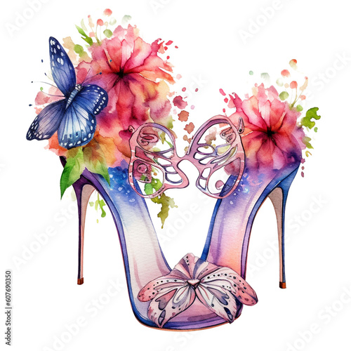 butterfly and flowers with generative ai technology