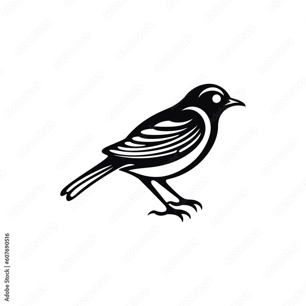 Fototapeta premium Bird outline sketch vector. Hand drawn linear illustration. Monochrome silhouette for coloring book. . Vector illustration