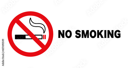 NO SMOKING：タバコと禁止マークの禁煙アイコン